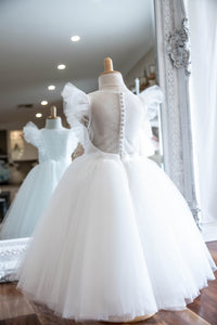 Butterfly Sleeve 3/4 Length Tulle Flowergirl Dress - Chloe