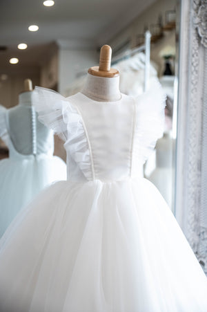 Butterfly Sleeve 3/4 Length Tulle Flowergirl Dress - Chloe