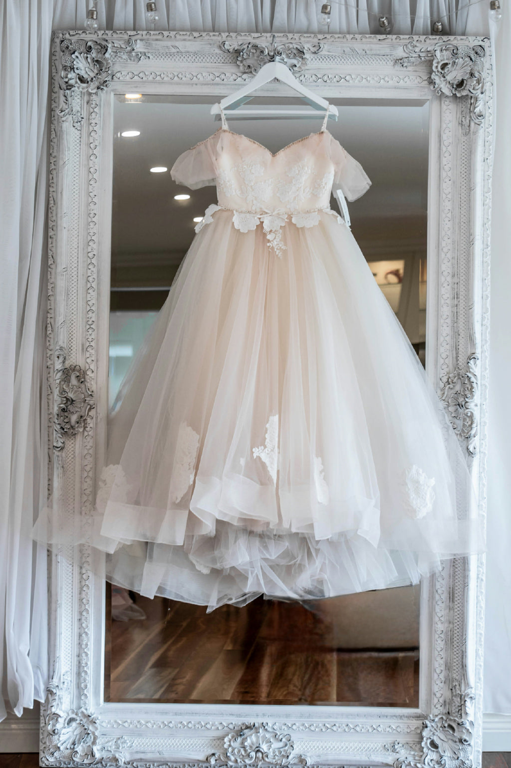 Off the Shoulder Tulle and Lace Flowergirl Dress - Katerina