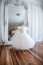 Satin and Tulle Puff Sleeve Flower Girl Dress - Audrey
