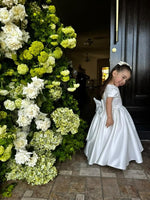 Satin Capped Sleeve Flowergirl Dress with Bow - Kiara