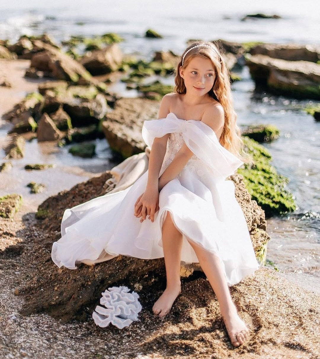 Ethereal Off the Shoulder Hi-Low Dress