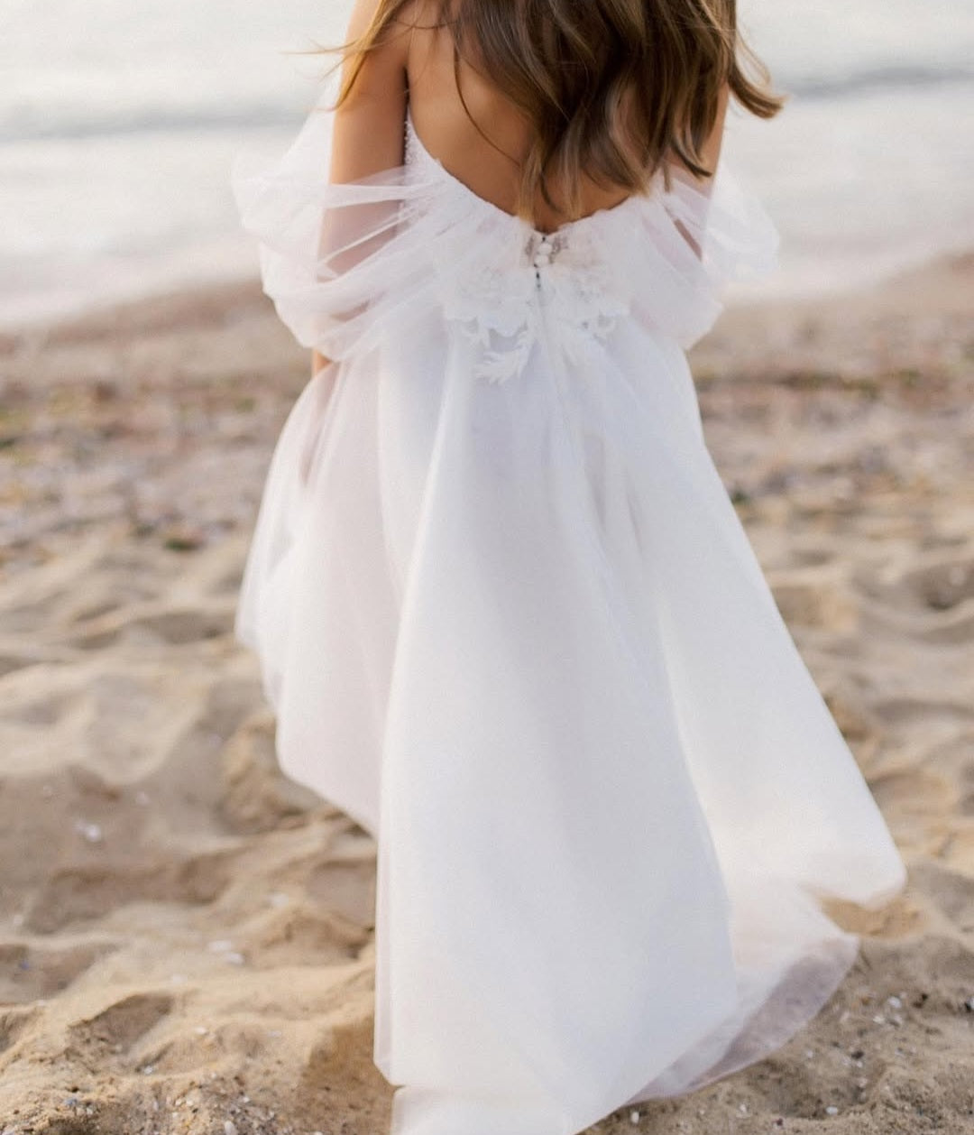 Soft Premium Lace and Tulle Hi-Low Off the Shoulder Dress