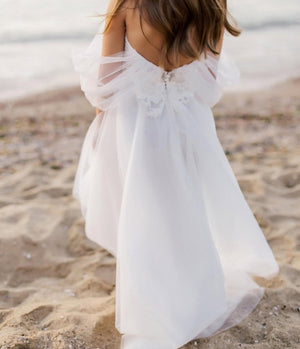 Soft Premium Lace and Tulle Hi-Low Off the Shoulder Dress