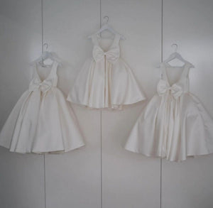 Satin Low V Midi Flowergirl Dress - Monroe