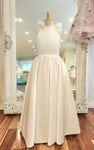 Laurent Halter Neck Satin Dress with Detachable Bow
