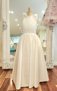 Laurent Halter Neck Satin Dress with Detachable Bow