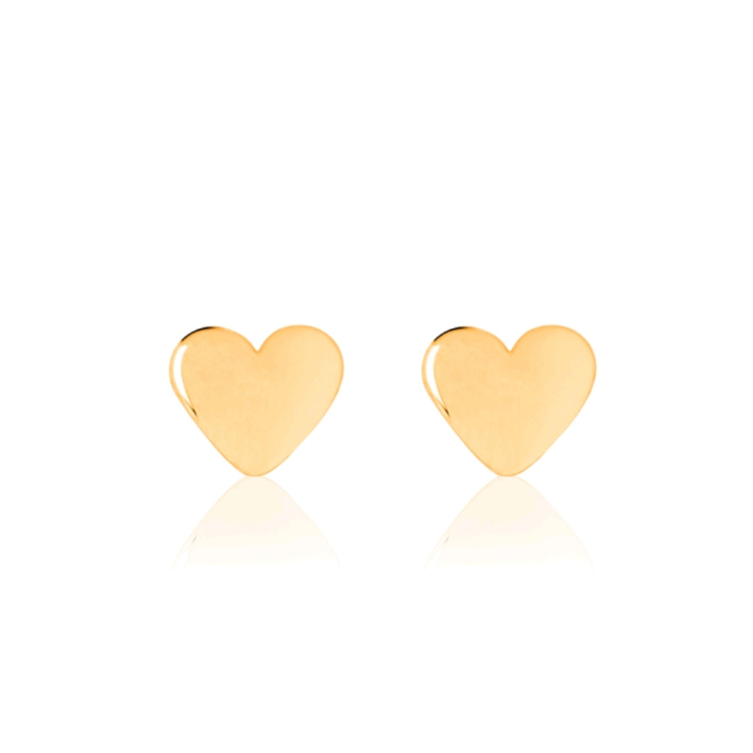 Shiny Baby Heart Earrings - Yellow Gold Vermeil