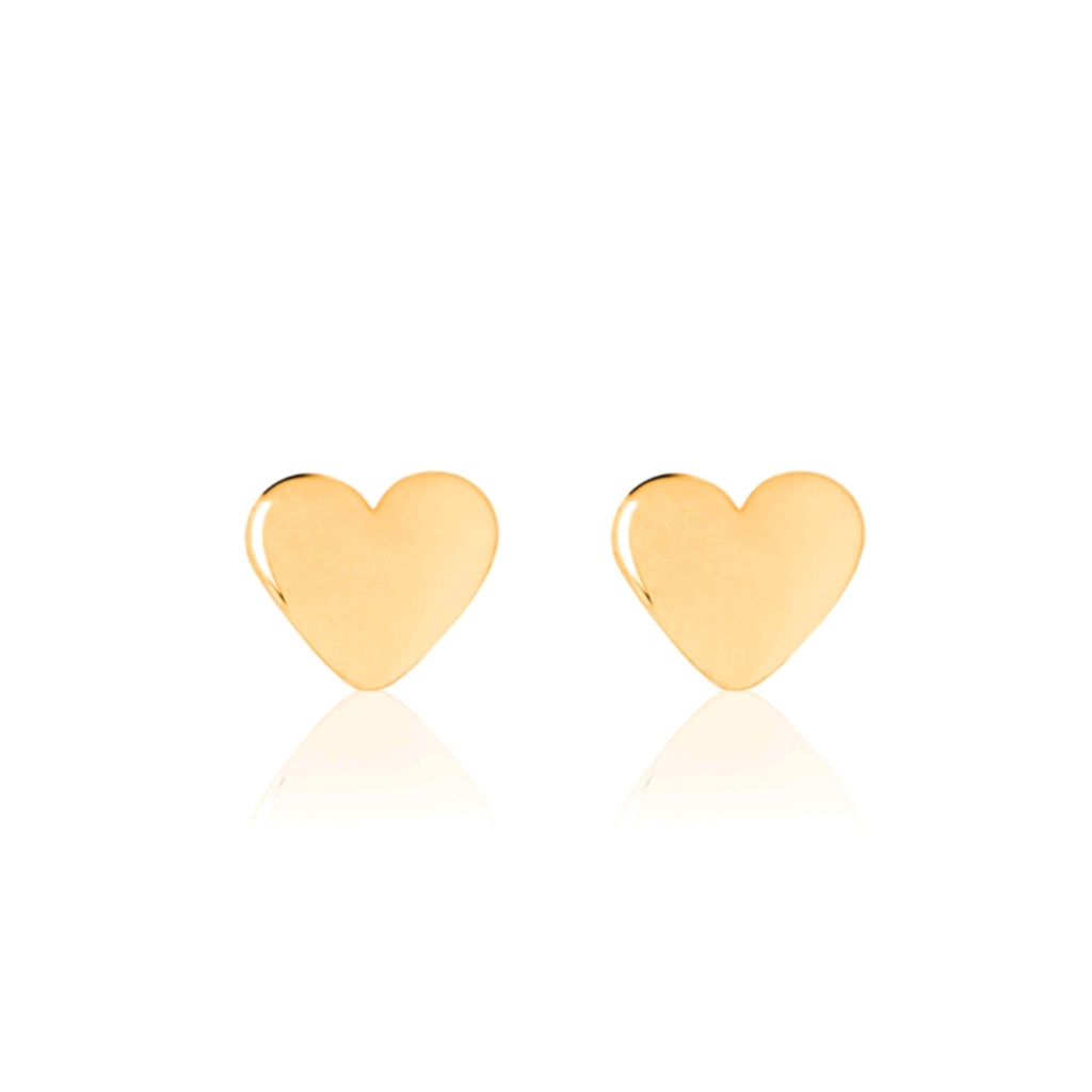 Shiny Baby Heart Earrings - Yellow Gold Vermeil