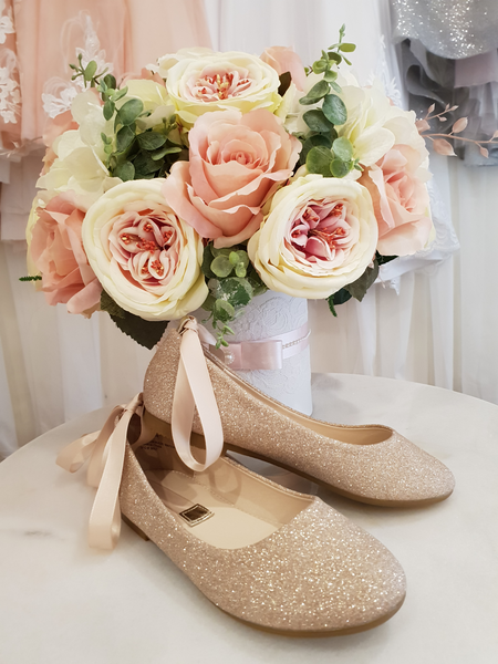 Rose gold flat shoes top wedding