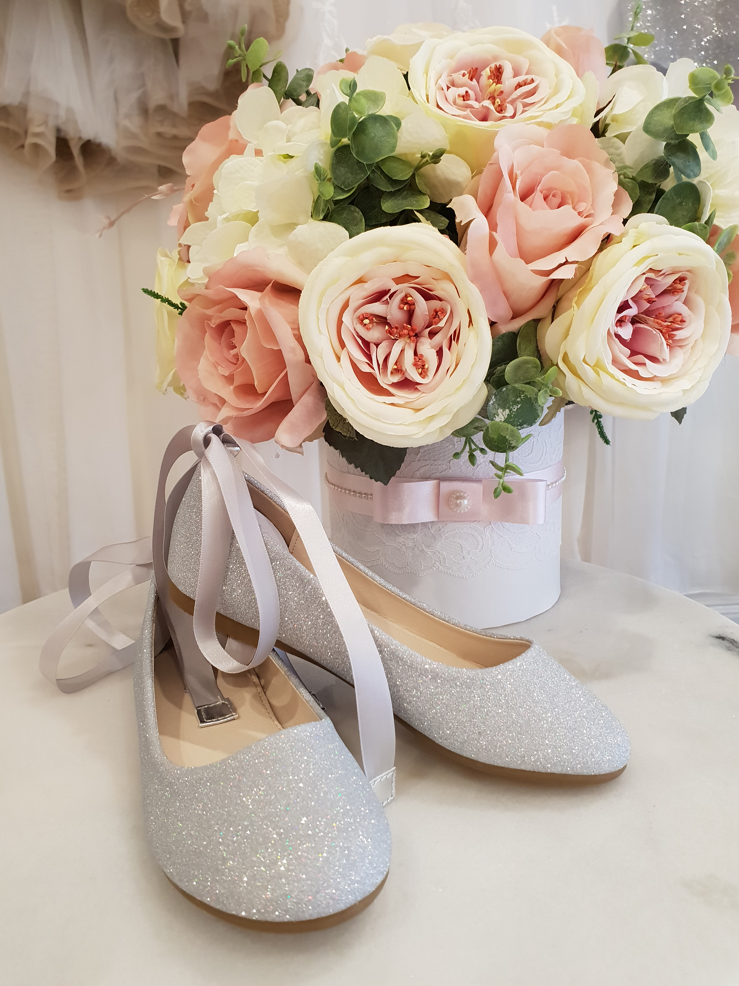 Silver glitter 2025 ballet pumps